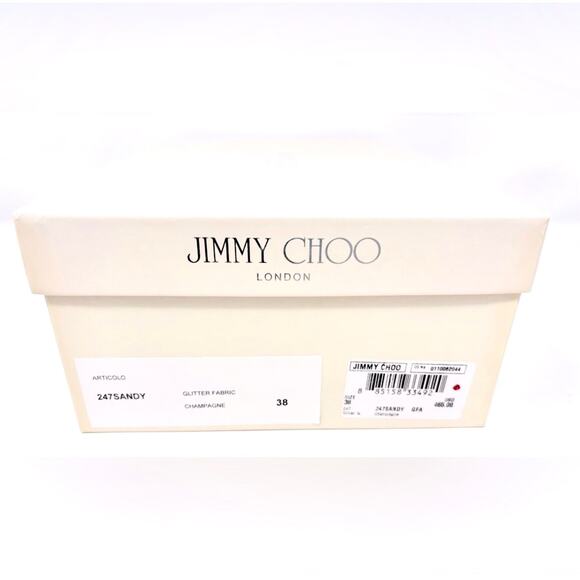 Jimmy Choo Sandy Glitter Fabric Champagne Flats Size 38 - Picture 9 of 11